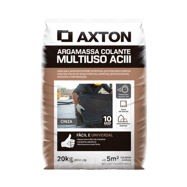 Argamassa ACIII Interno e Externo 20kg Cinza Axton